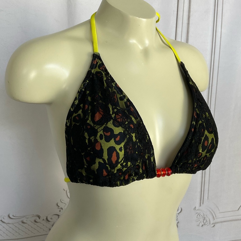 Sinful By Affliction Solar Reversible Lace Over Leopard Bikini Top Size Large Lg - Picture 2 of 5